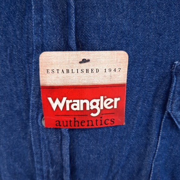 New Wrangler Authentics Long Sleeve Denim Work Shirt Men's 3X Button Up Ranch - Picture 3 of 13